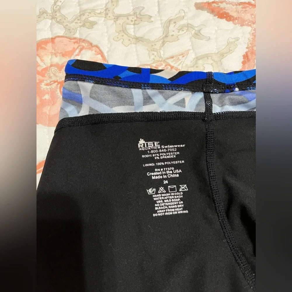 (6) Black and Blue Rase Aquatic Swimwear Shorts For Kids